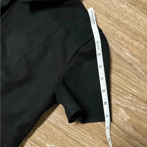 Zara Black Faux Suede Collared Mini Dress Snap Down EUC Size M Chic Classic - Picture 8 of 9